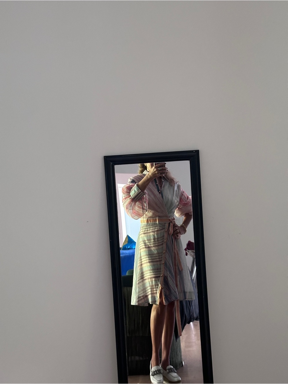 Pastel Striped Wrap A-Line Dress - Pink & Cream, Zimmerman inspired
